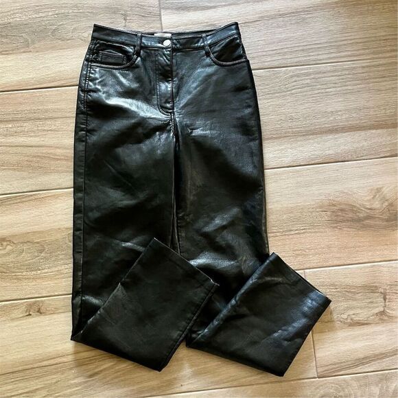 Aritzia Wilfred Women's Black Vegan Leather Straight Pants Size 2 - Picture 1 of 6